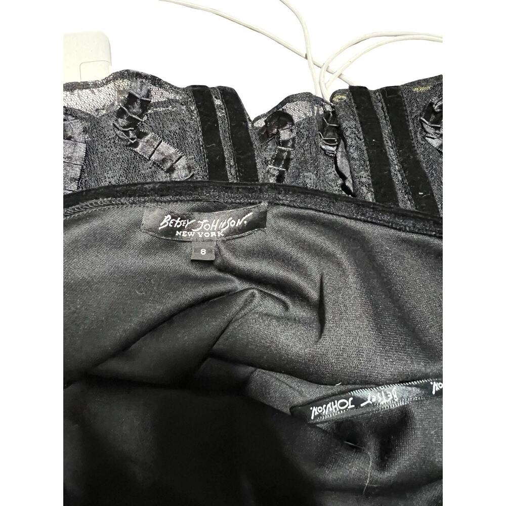 Y2K Betsy Johnson Black Velvet Lace Ribbon Short Skirt 8 Fairy Grunge Whimsigoth - Picture 5 of 5